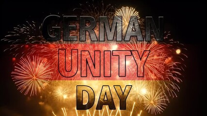 Colorful Fireworks Display Celebrating German Unity Day on Black Background