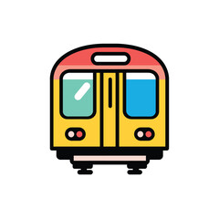 Cartoon Yellow Train Isolated on White Background; Flat Style Illustrated Design