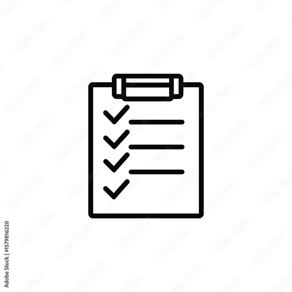 Poster checklist on clipboard black and white icon of task completion and todo list
