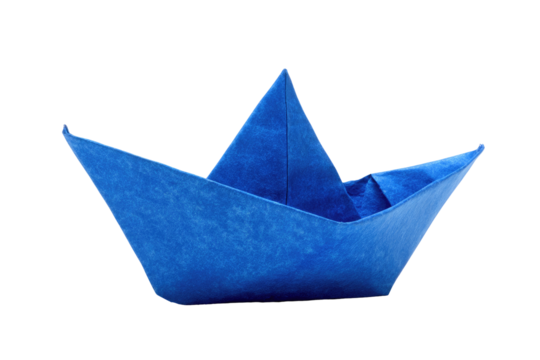 paper boat isolated on transparent white background, clipping path