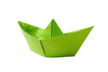 paper boat isolated on transparent white background, clipping path