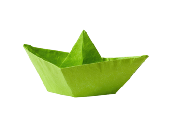 paper boat isolated on transparent white background, clipping path