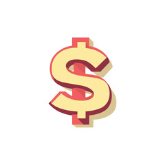 Obraz premium Dollar Sign with Red Accents and 3D Effect on a White Background