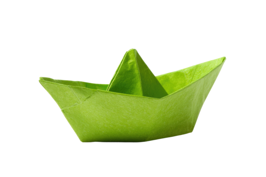 paper boat isolated on transparent white background, clipping path
