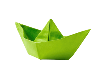 paper boat isolated on transparent white background, clipping path