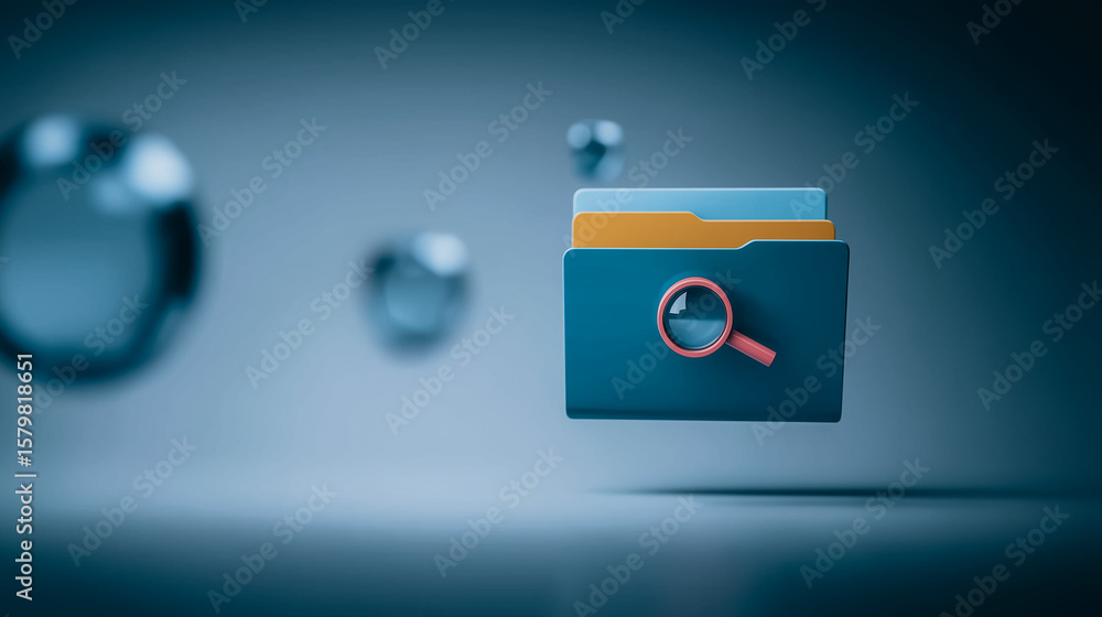 Poster digital data investigation: a 3d rendered image presents a striking visual of a file folder accompan