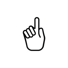 Fototapeta premium Finger Pointing Up Hand Black Outline Isolated on White Transparent Background