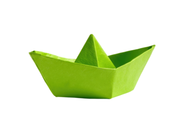 paper boat isolated on transparent white background, clipping path