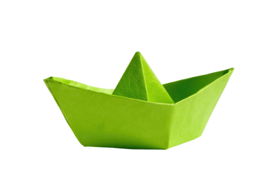 paper boat isolated on transparent white background, clipping path
