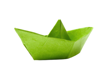 paper boat isolated on transparent white background, clipping path