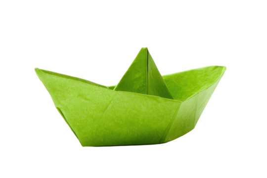 paper boat isolated on transparent white background, clipping path