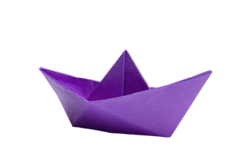 paper boat isolated on transparent white background, clipping path