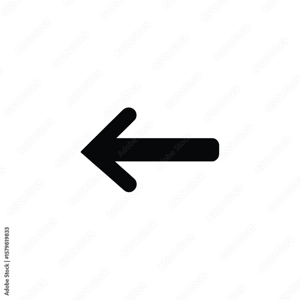 Poster isolated black arrow pointing left direction on a clean white backdrop design