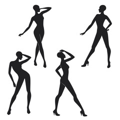 Elegant female silhouettes in dynamic poses fashion mannequin