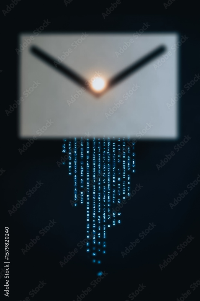Poster digital mail symbol: a creative composition representing digital communication, with an illuminated 