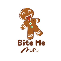 Playful Gingerbread Man with Tongue Out Inviting a Bite for Christmas