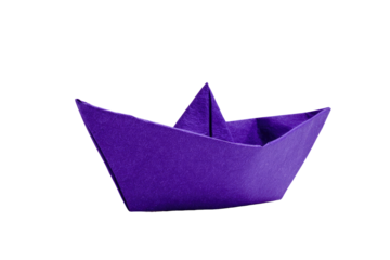 paper boat isolated on transparent white background, clipping path