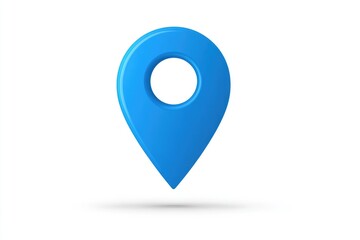 3D blue map marker on white