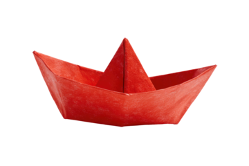 paper boat isolated on transparent white background, clipping path