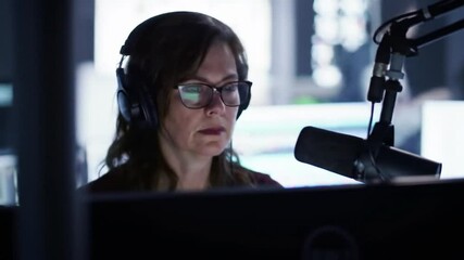 Focused cybersecurity expert monitoring communication on radio broadcast system