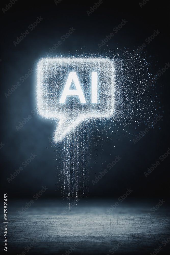 Aufkleber ai conversation bubble: a luminous ai conversation bubble, sparkling with technological innovation, 