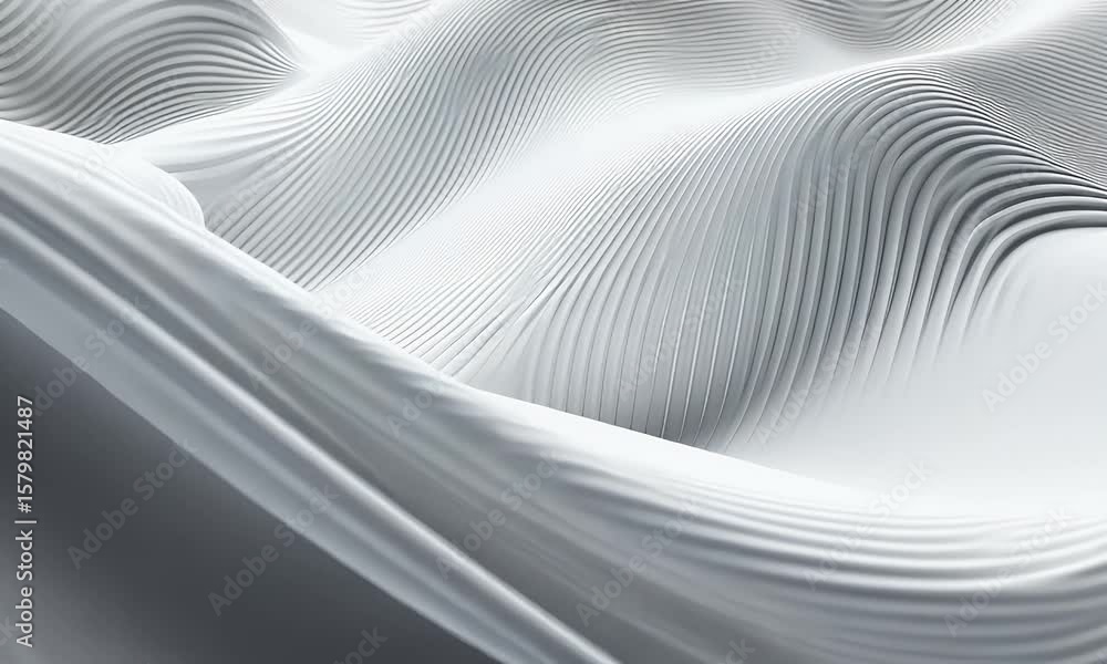 Poster abstract white background with a wavy texture, a 3d rendering illustration of elegant lines and wave