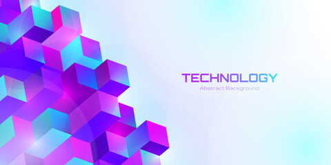 Futuristic Tech Cubes Background with Modern Gradient and Abstract Digital