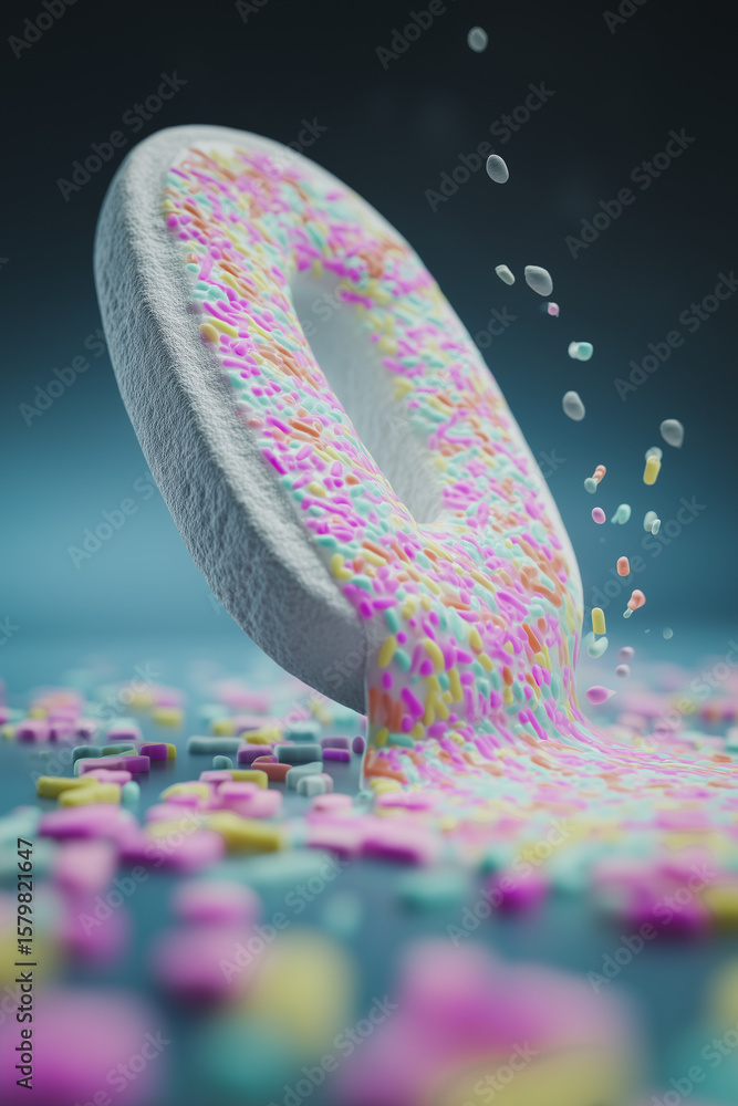 Poster number zero with sprinkles: a visually striking image showcasing a number zero artfully adorned with