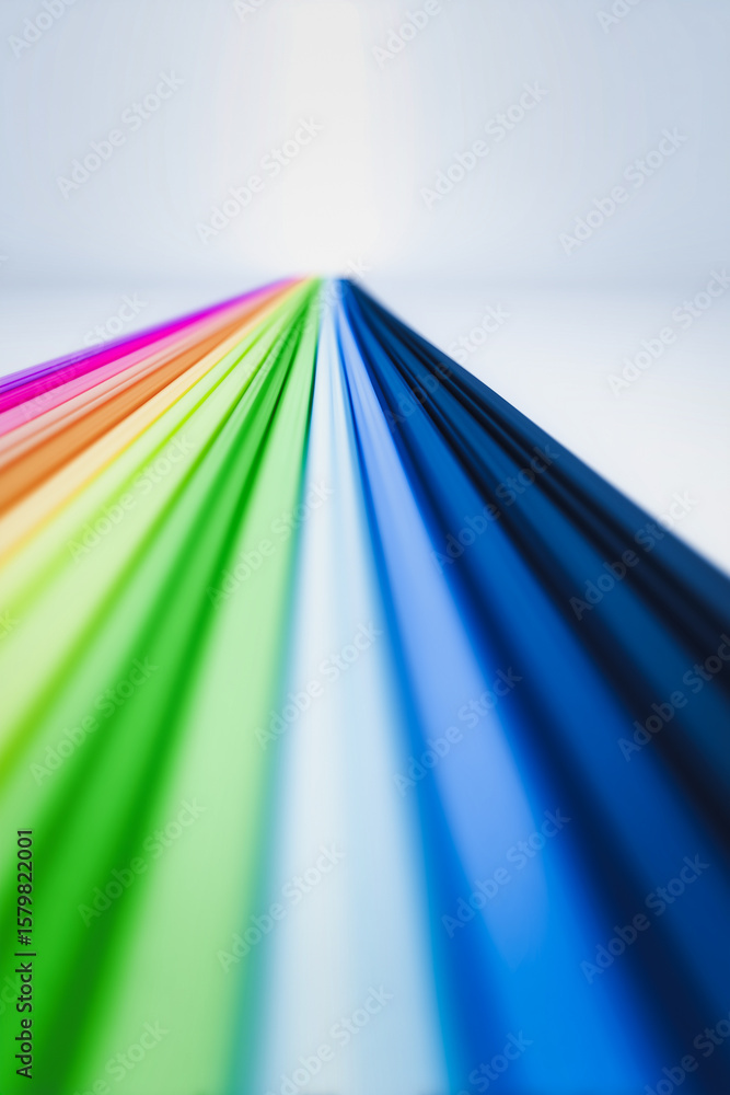 Poster rainbow spectrum lines: vibrant spectrum of color lines converging to a single point, symbolizing un