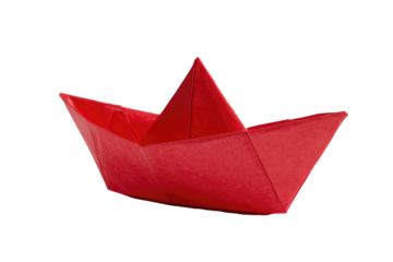 paper boat isolated on transparent white background, clipping path