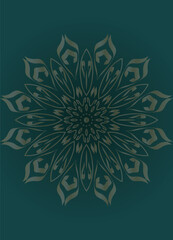 Elegant Gold Mandala Wedding Invitation Template on Dark Green Background