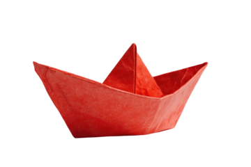 paper boat isolated on transparent white background, clipping path