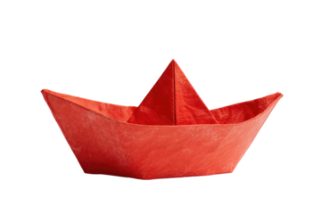 paper boat isolated on transparent white background, clipping path
