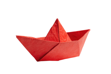 paper boat isolated on transparent white background, clipping path
