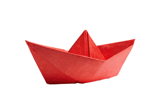 paper boat isolated on transparent white background, clipping path