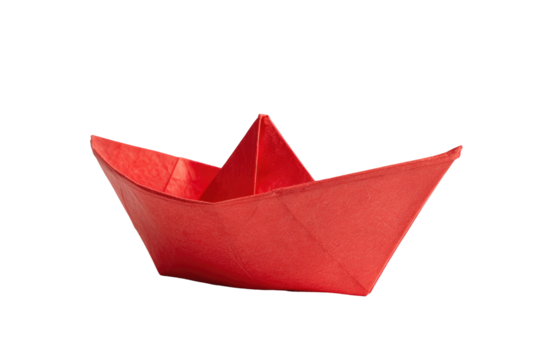 paper boat isolated on transparent white background, clipping path