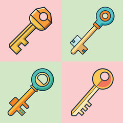 Minimalist Key Flat Illustration  Simple Lock & Security Vector Icon for Modern Graphic Design Project