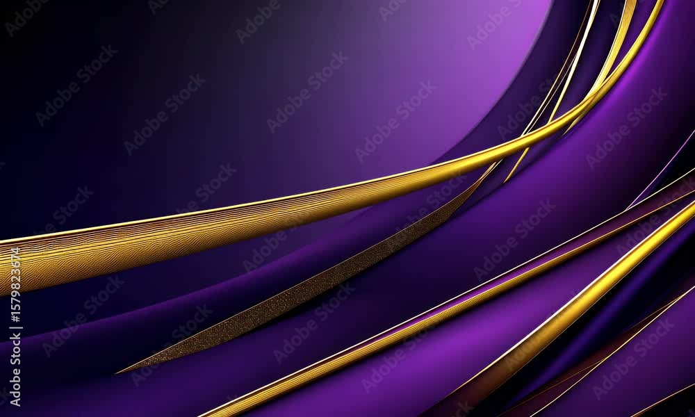 Poster abstract purple and gold gradient background with dynamic shapes, close-up of an abstract shape on t