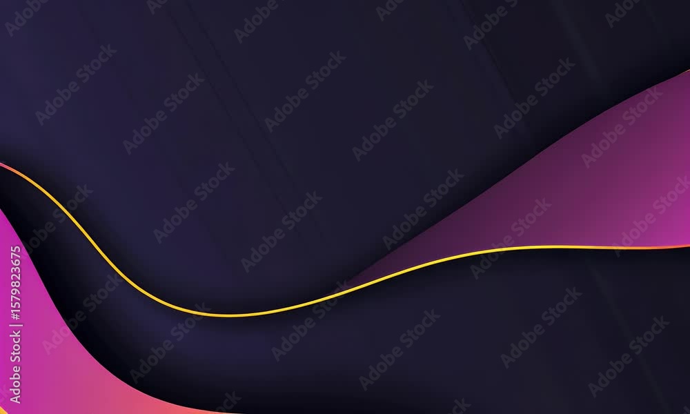 Poster a purple and gold gradient background with a black, curved shape in the foreground, featuring an abs
