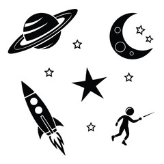 Saturn moon rocket astronaut stars space exploration planet