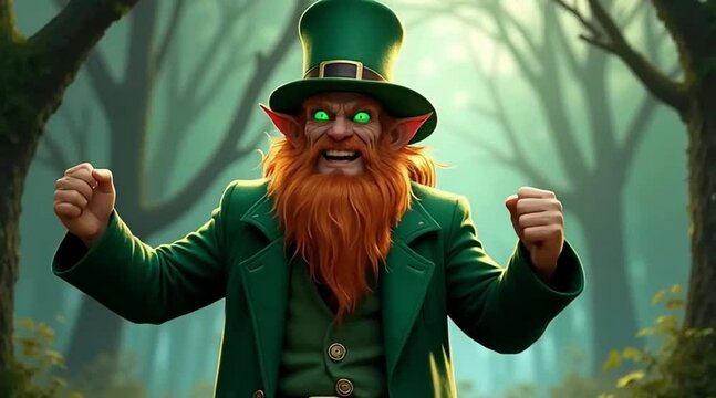 angry leprechaun with flaming eyes - Powered by Adobe