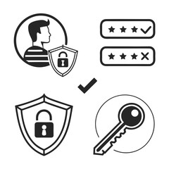 User profile shield lock key and rating icons user icon profile icon