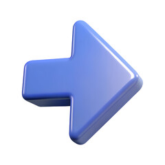 3D Render Right Arrow Icon isolated on transparent background