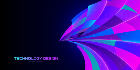 Futuristic wave design with glowing neon curves, perfect for tech or digital themed backgrounds, like birds