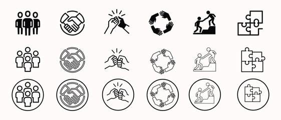 Fototapeta premium Modern teamwork and collaboration icons for business and technology