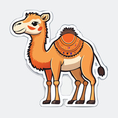 Cartoon camel sticker illustration with a detailed design and a white background.
