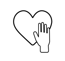 Fototapeta premium High quality dark black flat hand and heart icon for web site designs, mobile apps and social media posts.