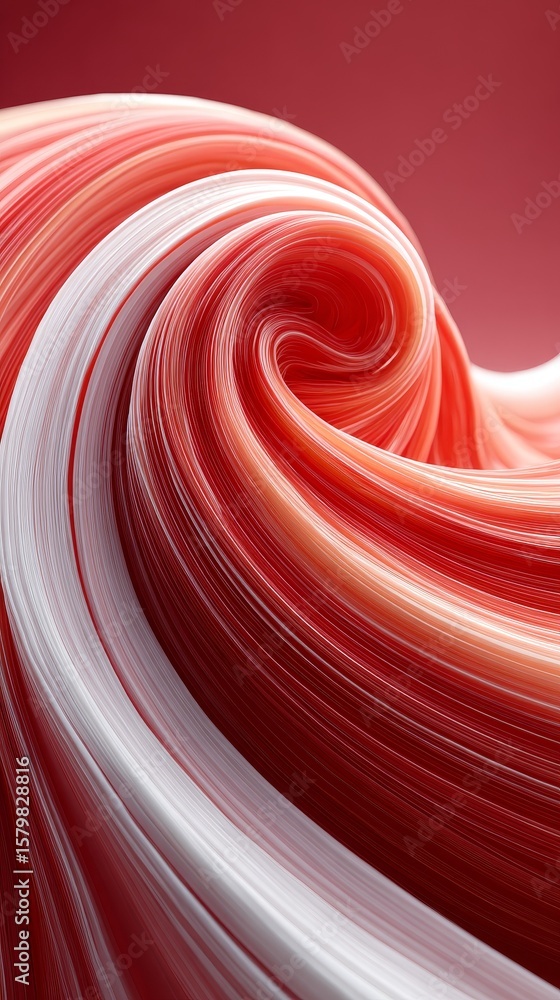 Poster minimalist swirling red and white marbled pattern in abstract style on solid background with clean d