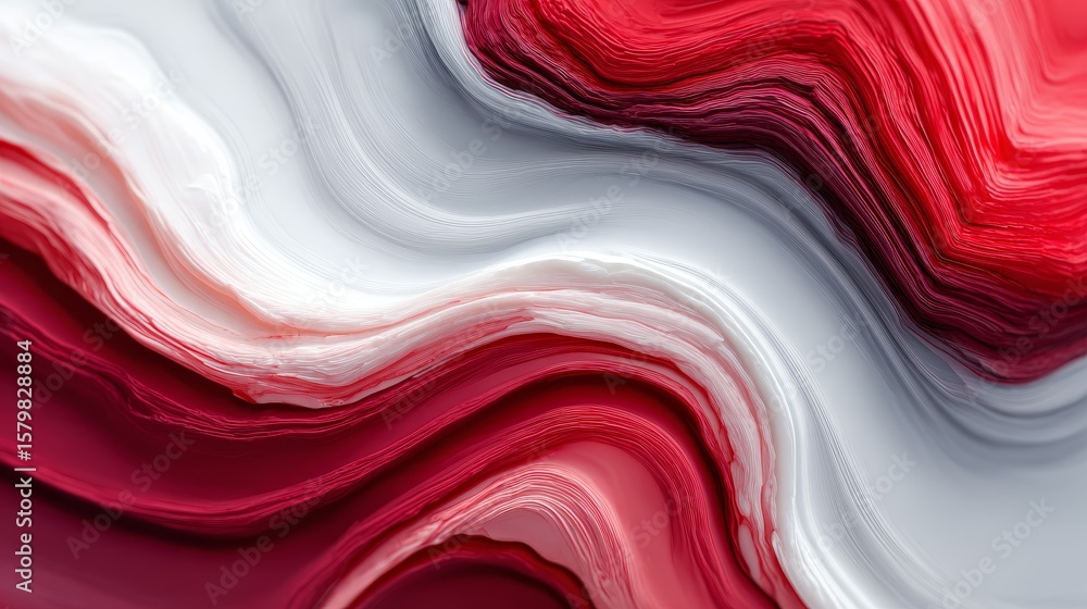 Poster minimalist swirling red and white marbled pattern in abstract style on solid background with clean d
