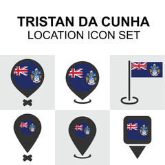Rare location icons representing the remote island of Tristan da Cunha, useful for geographical maps and niche visuals.